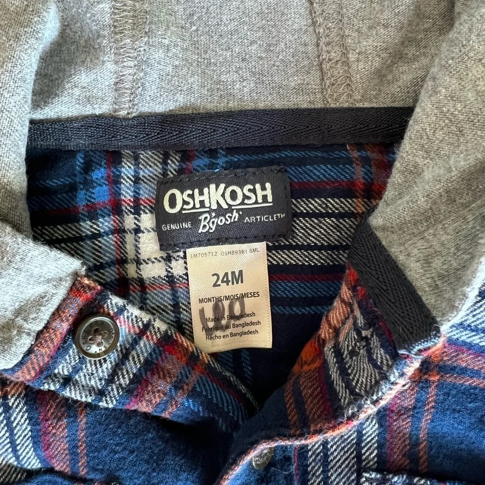 OshKosh B'gosh Hooded Boys Plaid Button Down